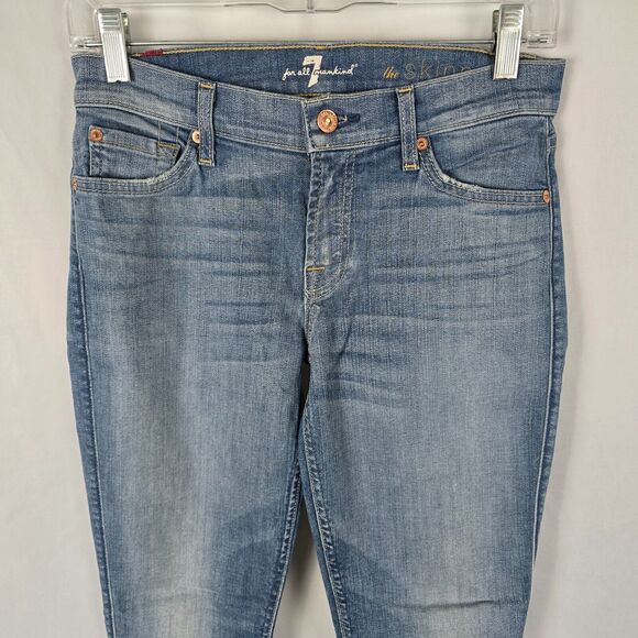 7 For All Mankind Jeans Women's 27 Blue Medium Wash The Skinny - Picture 2 of 16